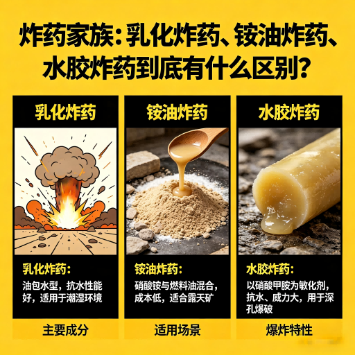 白河炸药家族：乳化炸药、铵油炸药、水胶炸药到底有什么区别？